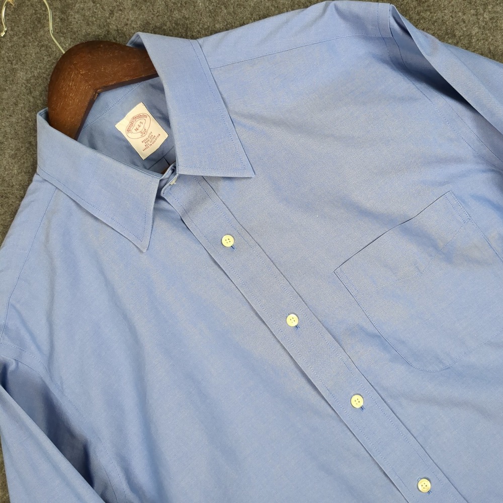 Brooks Brothers 346 Mens Regular Fit Non-Iron Cotton Dress Shirt‎ Blue 16 4/5